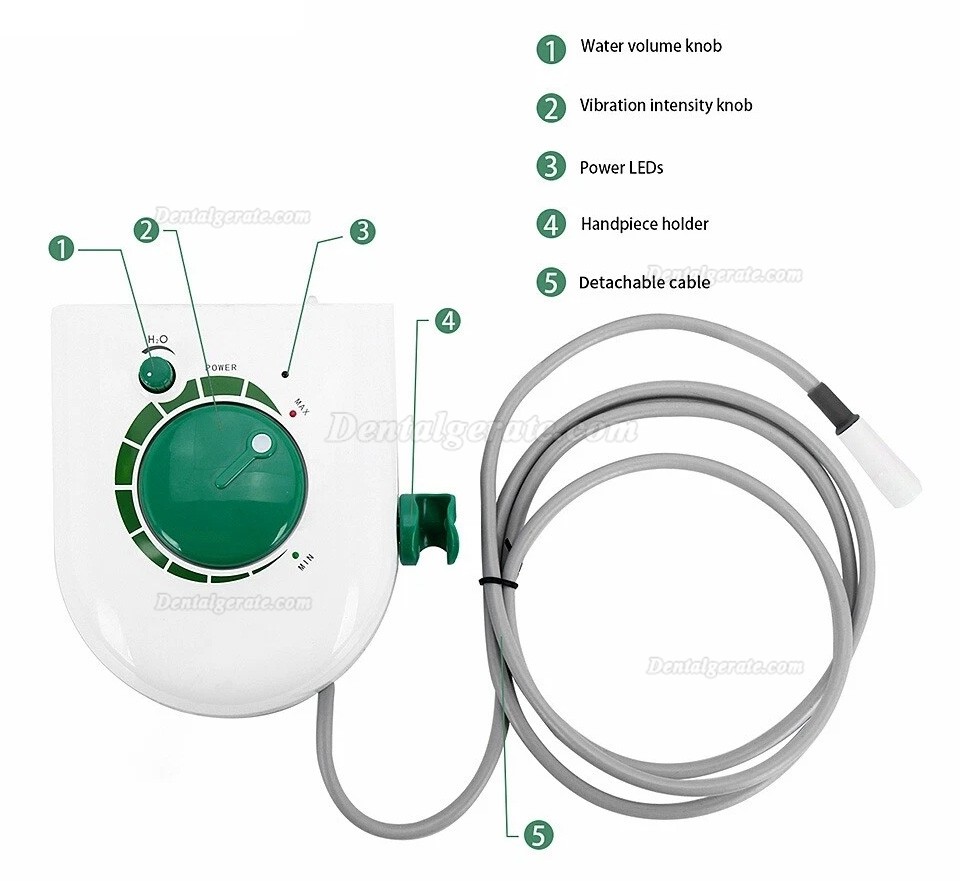 Vrn K08AL Dental-Ultraschallscaler mit abnehmbarem LED-Handst&uuml;ck und G1-, G2-, G4- und P1-Aufs&auml;tzen